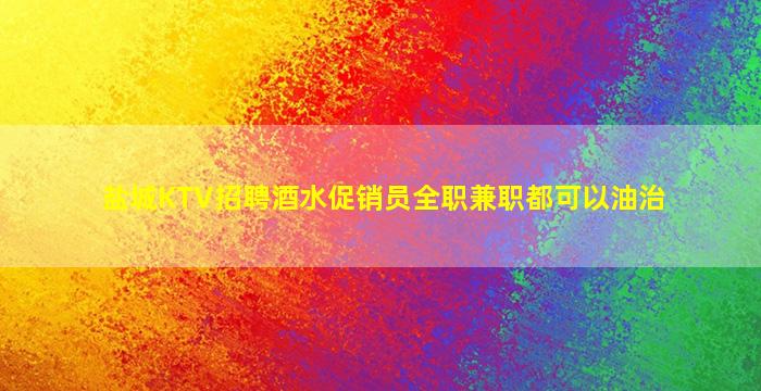 盐城KTV招聘酒水促销员全职兼职都可以油治